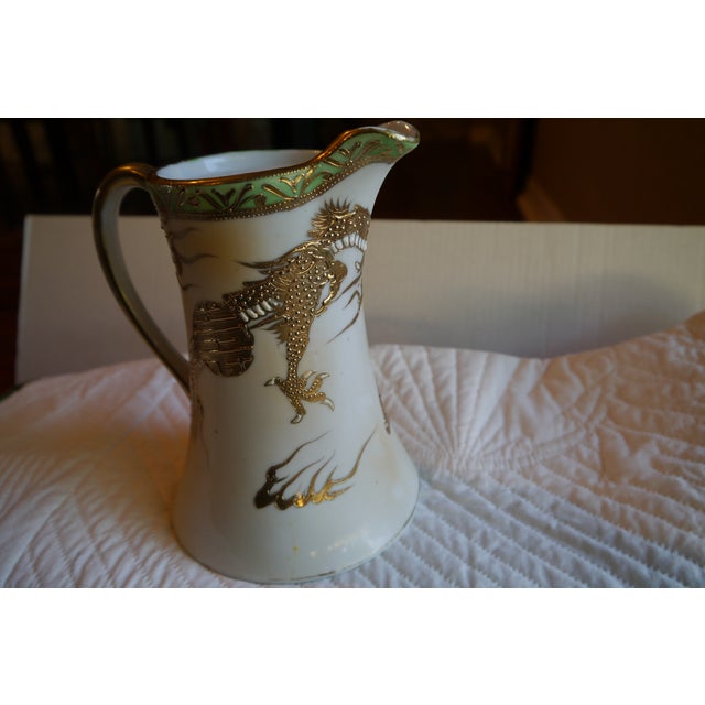 Antique Nagoya Shofu Nippon Porcelain Heavy Moriage Gold Gilt Dragon Ware Chocolate Pot For Sale - Image 11 of 13