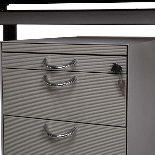 Wood Adjustable Metropol Wood and Metal Desk with Rolling Container and Storage in Off-White from Vitra For Sale - Image 7 of 12