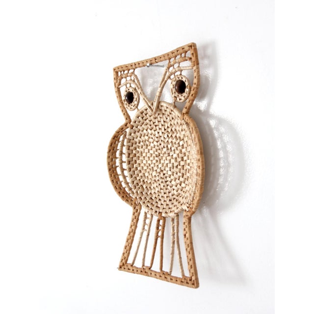Mid-Century Modern Vintage Woven Owl Wall Hanging For Sale - Image 3 of 10
