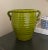 Hand made terra cotta urn. Two handles in vibrant and unique green glaze. Great for a potted plant or even use as a wine...