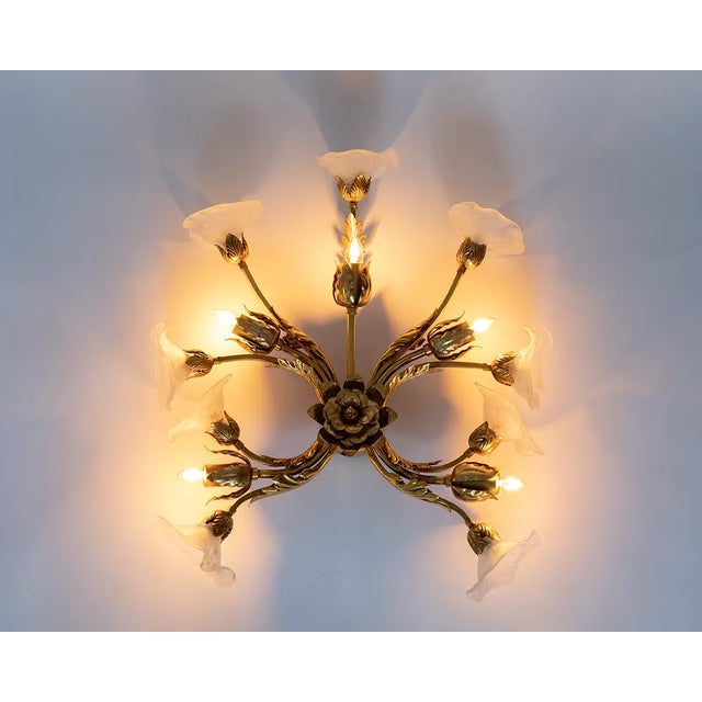Metal Wall Sconce with Glass Flowers by Hans Kögl, 1960s For Sale - Image 7 of 9