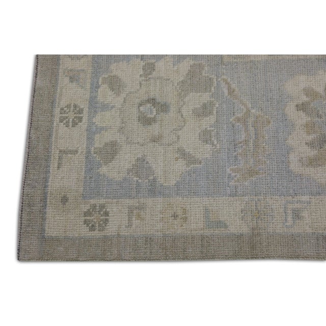 Modern Blue & Gray Handwoven Turkish Oushak Rug 9'3" X 12'1" For Sale - Image 3 of 7