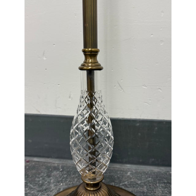 Brass + Cut Glass Floor Lamp, Vintage. For Sale - Image 10 of 12