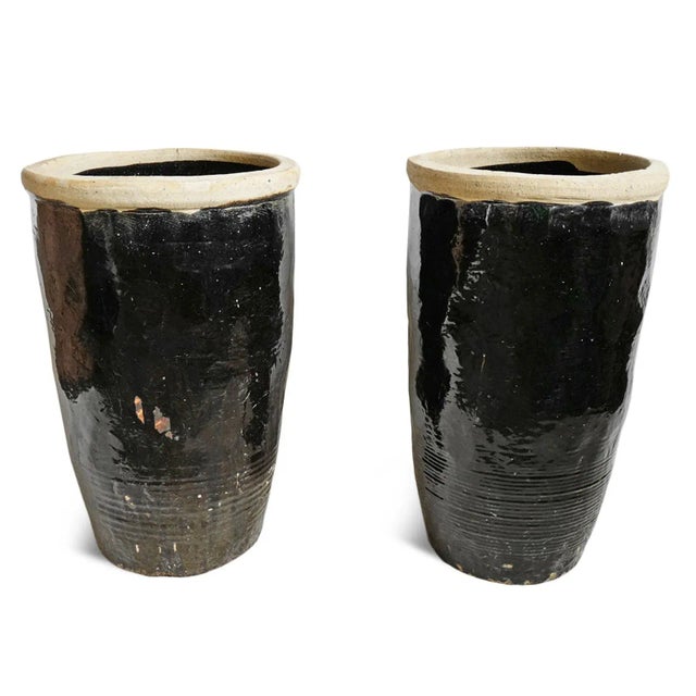 Mid 20th Century Vintage Black Ceramic Village Pot / Planter For Sale - Image 5 of 5