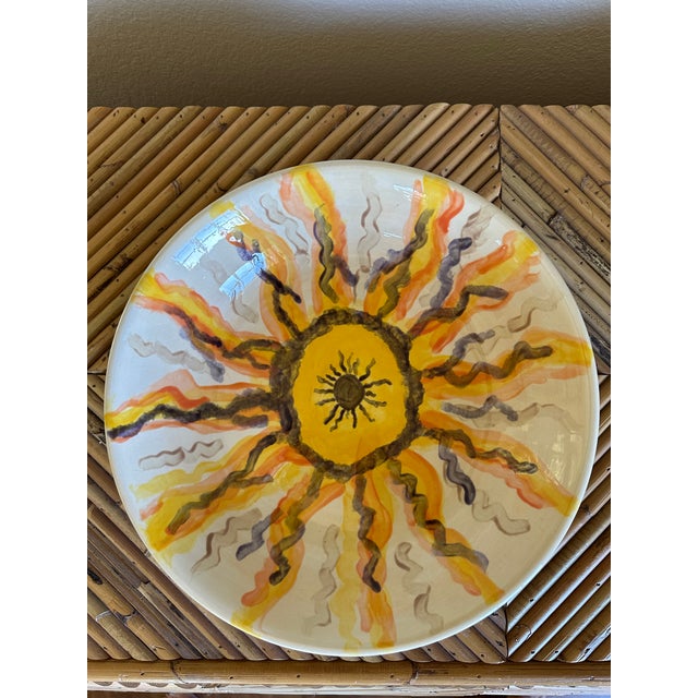 Vintage 12.5” Signed Sunburst Ceramic Pottery Bowl For Sale In Los Angeles - Image 6 of 11