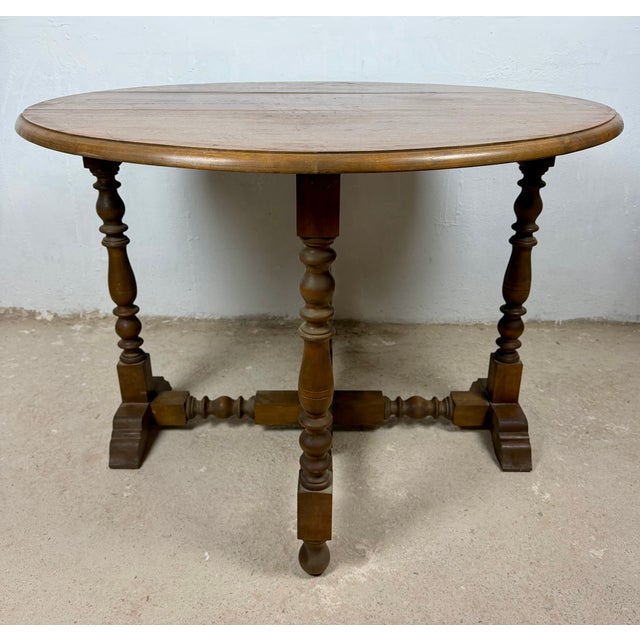 Mid-Century Spanish Drop-Leaf Dining Table with Barley Twist Legs, 1940 For Sale - Image 4 of 10