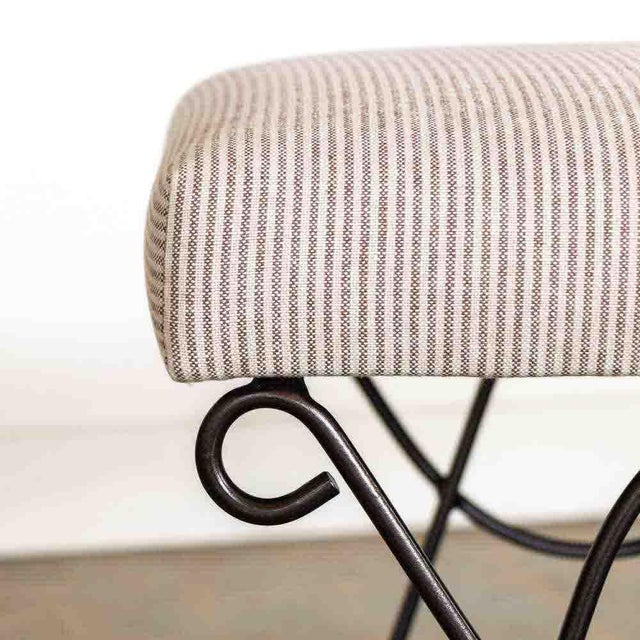 Metal Panoplie Iron Double Loop Bench, Brown Stripe For Sale - Image 7 of 7