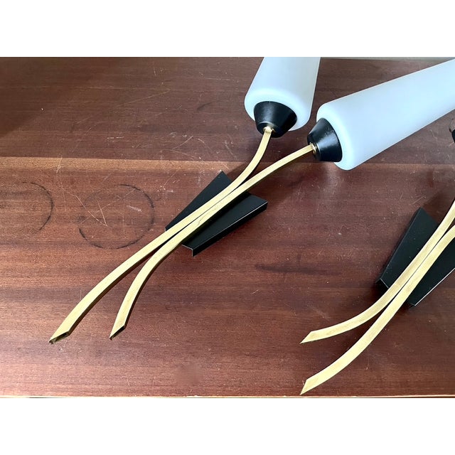 Gold Large Vintage Double Wall Lights from Arlus, 1950s, Set of 2 For Sale - Image 8 of 9