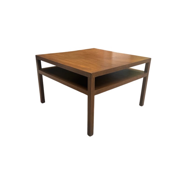 Mid-Century John Widdicomb Walnut Square Cocktail Table With Open Shelf For Sale - Image 9 of 18