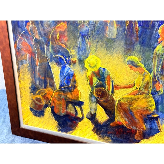 Wood Rare Original Signed Emille Lindenfeld (Hungary 1905-1986) Oil Painting For Sale - Image 7 of 12