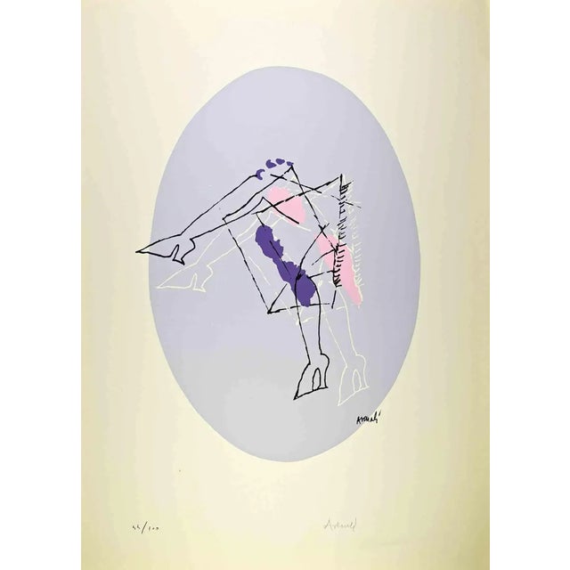 Marcello Venali, Grey Oval, Lithograph, 1960 For Sale