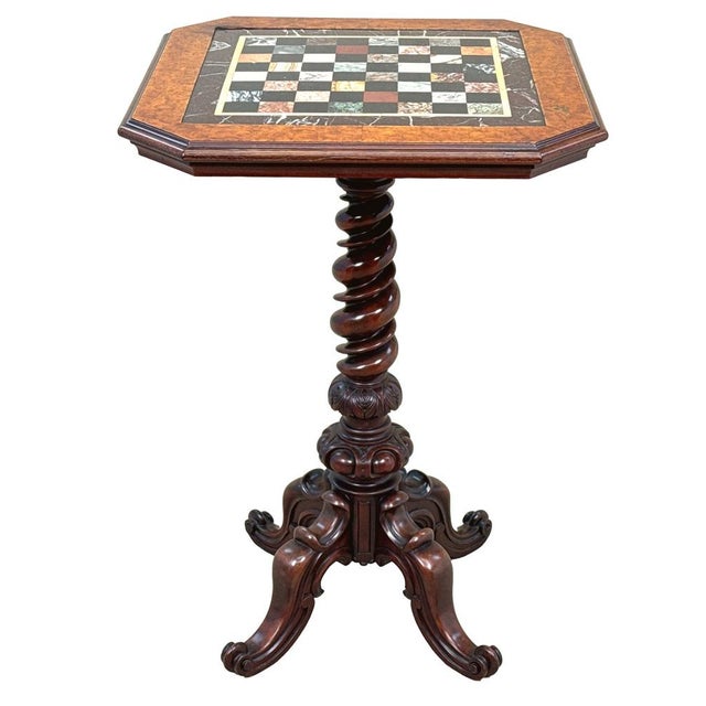 Victorian Walnut and Specimen Marble Chess Table, 1860 For Sale - Image 10 of 11