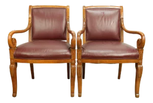 19th Century William IV Regency Upholstered Satinwood Armchairs - a Pair