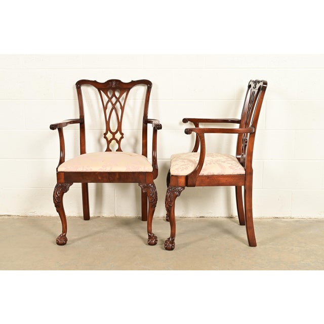 Baker Furniture Style Chippendale Carved Mahogany Dining Chairs, Set of Six For Sale - Image 13 of 15