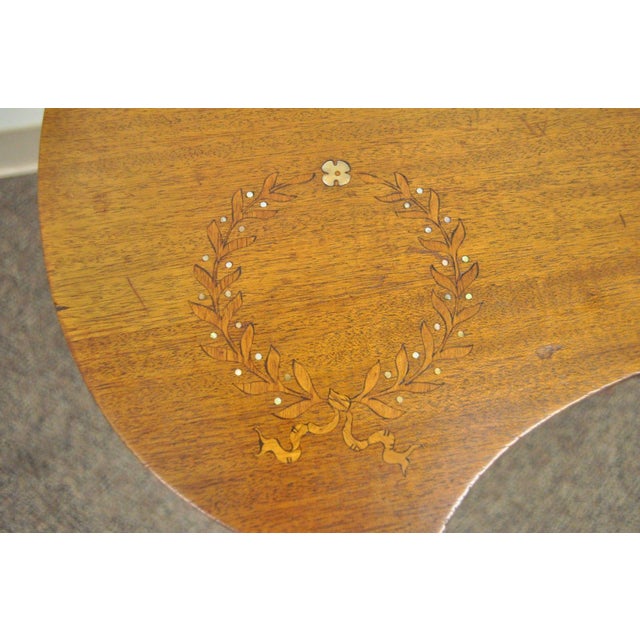 Antique Victorian Mahogany Mother of Pearl Inlay Kidney ...