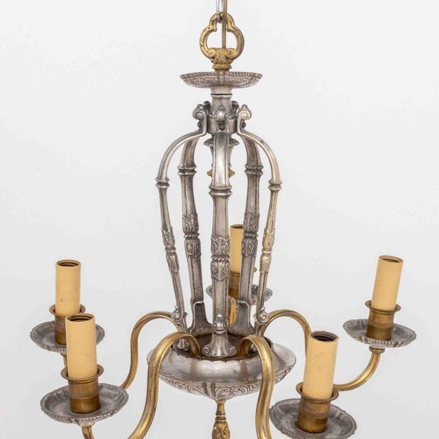 Silver Dutch Baroque Style Pewter and Brass Chandelier For Sale - Image 8 of 9