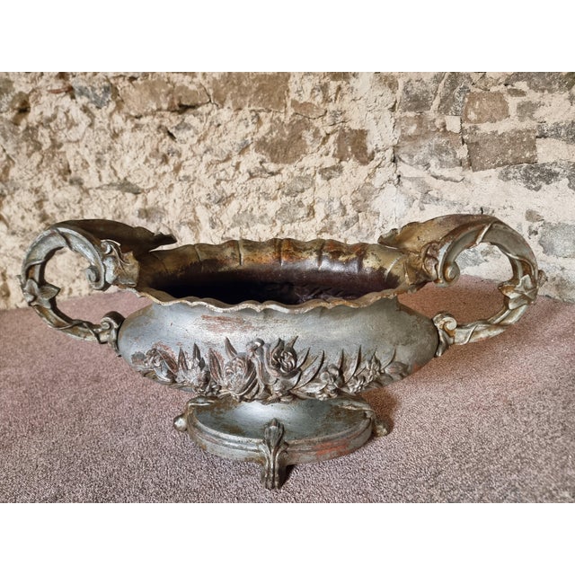 Large Antique Cast Iron Jardinière on Foot, France, 1900s For Sale - Image 10 of 17