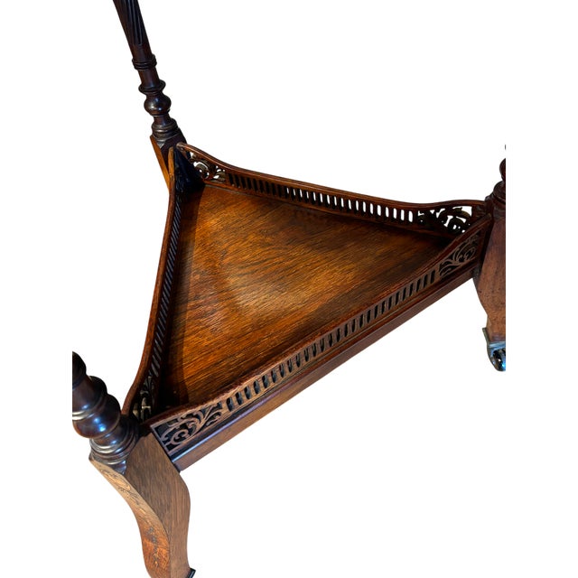 Triangular Rosewood Late Victorian Drop Leaf Table - Late 19th Century For Sale - Image 12 of 12