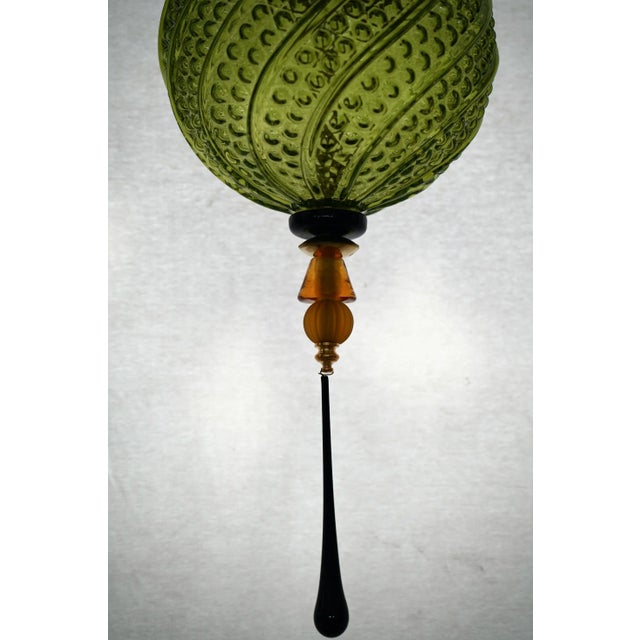 Midcentury Modern Italian Blown Green Glass Lantern, 2000 For Sale - Image 4 of 8
