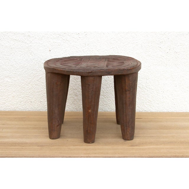 Brown Patinated Brown Carved African Stool For Sale - Image 8 of 9
