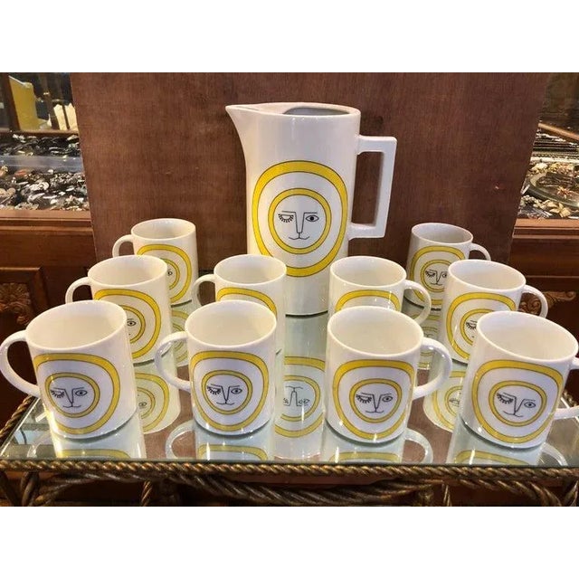 Taste Setter by Sigma Mid-Century Modern Ceramic Coffee Pot and Mug Set For Sale - Image 4 of 13