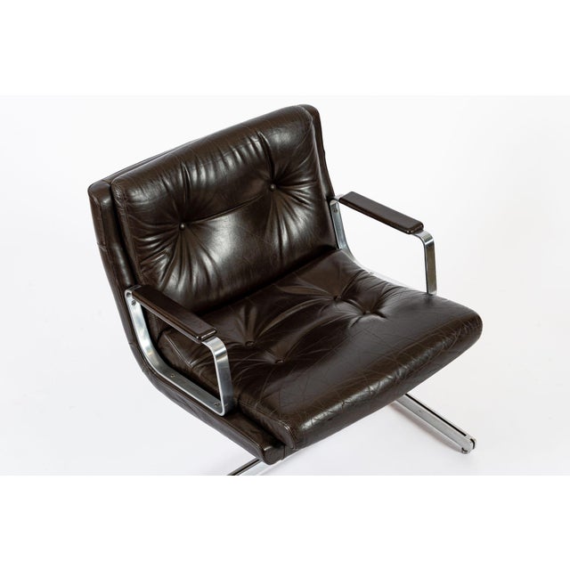 Mid Century French Brown Leather Lounge Chairs by Raphael Raffel 1970s For Sale - Image 18 of 18
