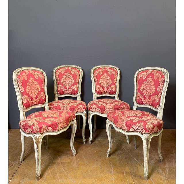 Antique Louis XV Chairs in Polychrome Wood, 1890s, Set of 4 For Sale - Image 9 of 9