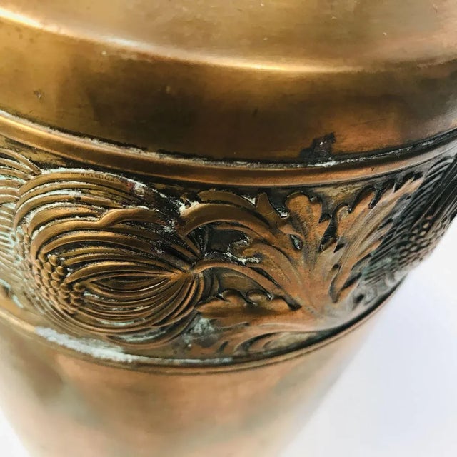 1920s German Art Nouveau Wrought & Hammered Brass Vase from WMF, 1920s For Sale - Image 5 of 12