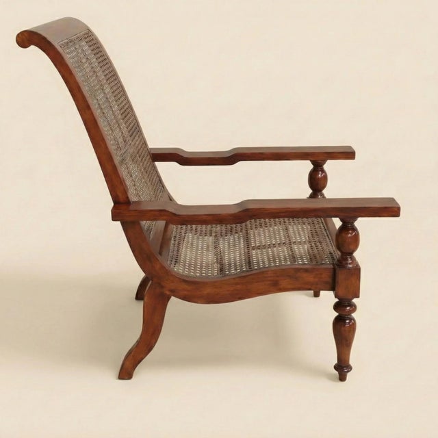 English Hastings Cane Armchair in Solid Mahogany With Hand-Woven Cane Seat and Back For Sale - Image 3 of 4