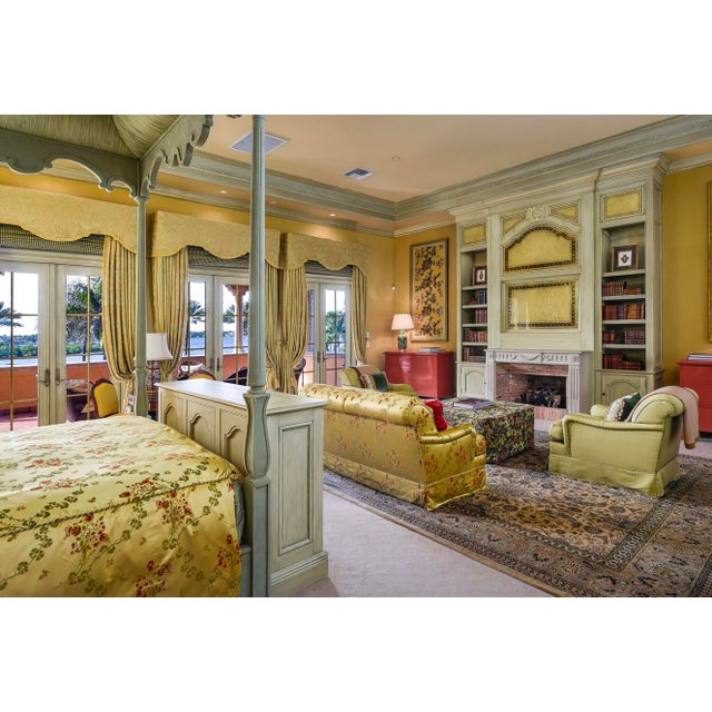 Vintage Regency Embroidered Satin Floral Down Loveseat For Sale - Image 9 of 9