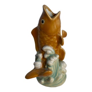 1980s Fendouba Ceramic Art Feng Shui Chinese Koi Fish For Sale