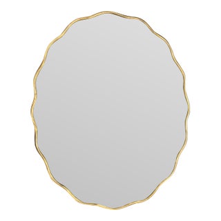 Curvy Brass Oval Mirror For Sale