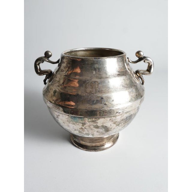 Art Deco Silver-Plated Globe Vase with Handles, Sweden, 1950s For Sale - Image 4 of 18