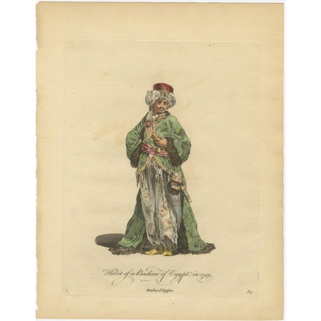 Title: Habit of a Bashaw of Egypt, Ottoman Court Costume Print, 1749 : A striking and historically rich depiction of an...