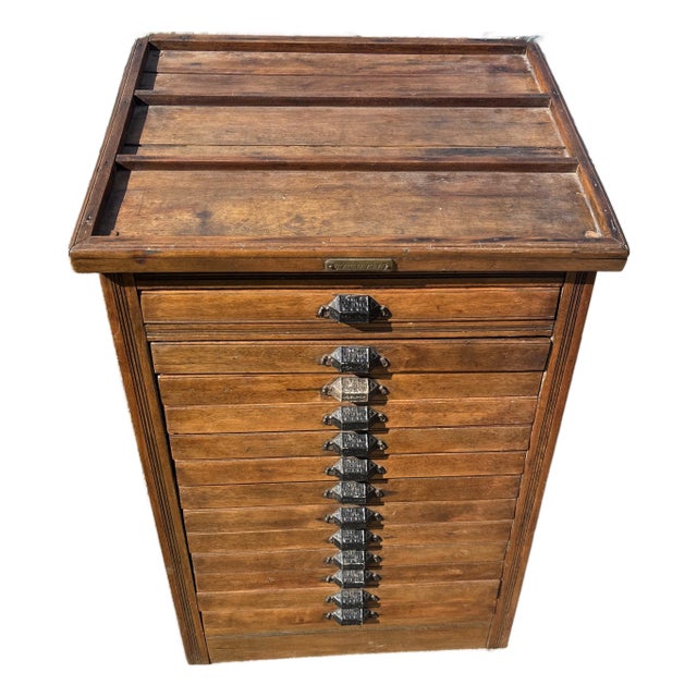 Antique 13 Tray Hamilton Printers Typesetters Cabinet For Sale