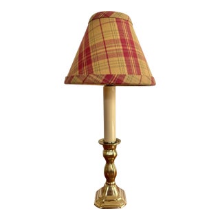 Small Vintage Brass Candlestick Base With Shade For Sale