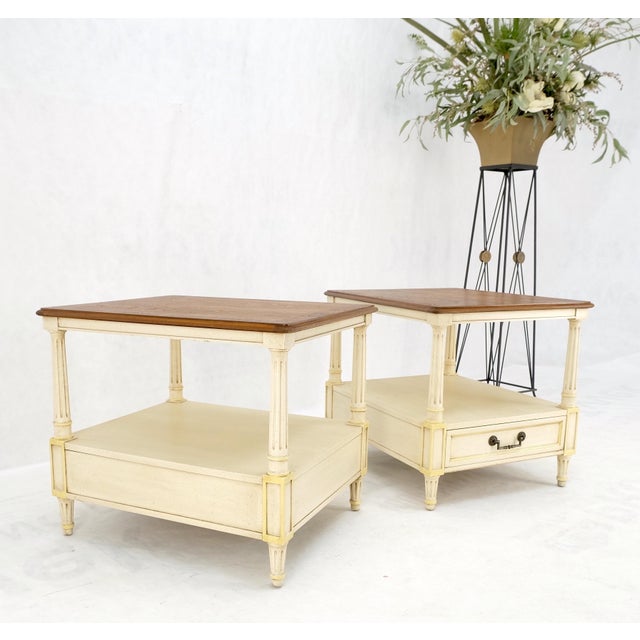 Wood Henredon Walnut Banded Tops One Drawer End Tables Night Stands - A Pair For Sale - Image 7 of 12