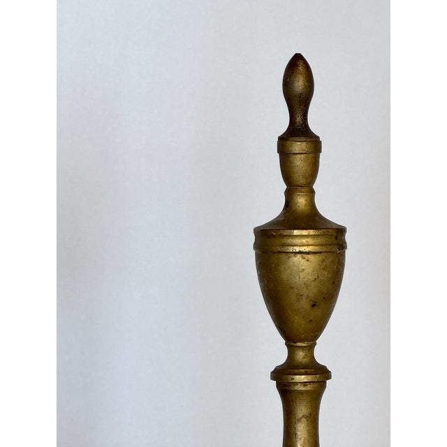 American 1900s Antique Brass Andirons, Pair For Sale - Image 3 of 4