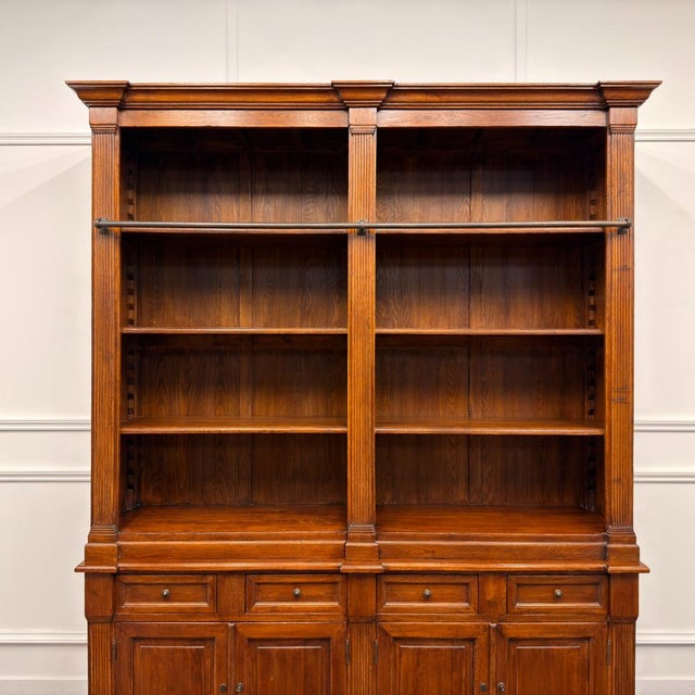 Large English Bookcase in Oak For Sale - Image 12 of 18