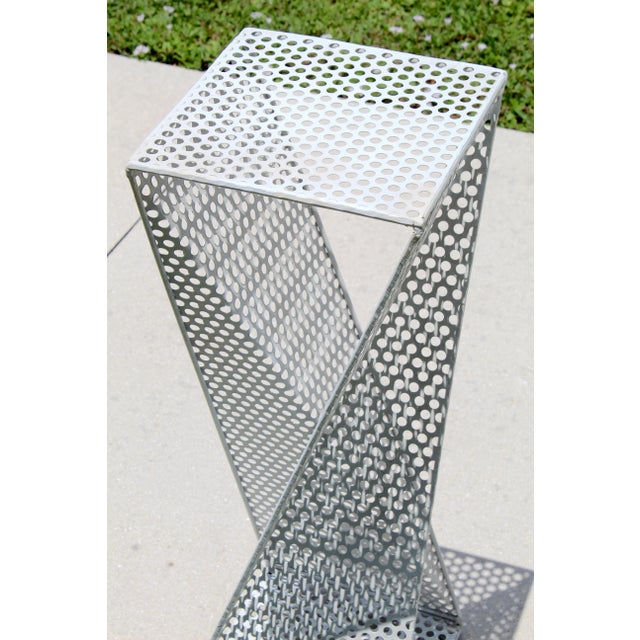 Vintage 1960s Mathieu Matégot Style Sculptural Perforated Metal Pedestals – Pair of Mid-Century Modern Plinths For Sale - Image 11 of 16