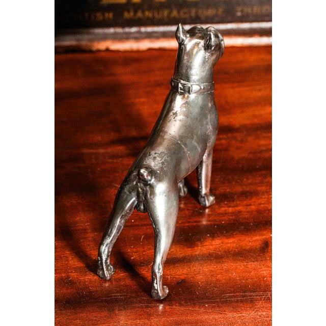 Metal Solid Metal Cast Silverplate Antique Jennings Brothers Boxer Dog Statue Sculpture Pet For Sale - Image 7 of 14