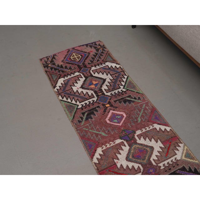 Islamic 1970s Vintage Handmade Wool Cotton Purple Area Rug For Sale - Image 3 of 11