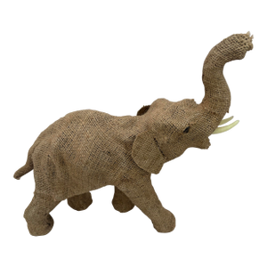 Vintage Handcrafted Burlap Elephant Sculpture | Bohemian Folk Art Safari Decor