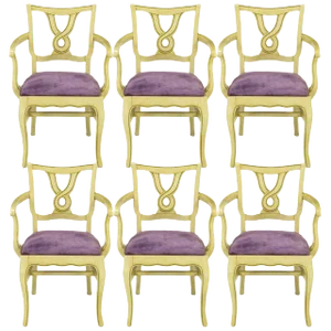 Six Ivory Glazed Regency Dining Armchairs