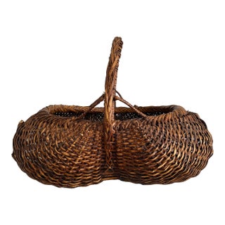 Vintage Large Splint Wood Melon Basket For Sale