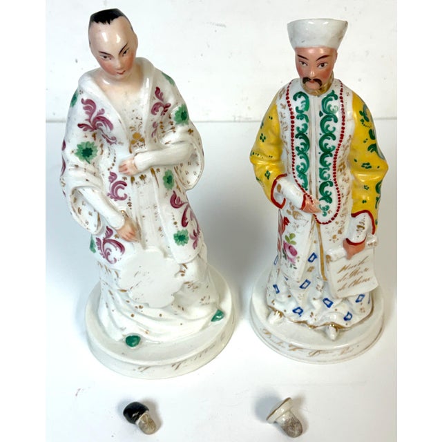 Pair Old Paris Porcelain Chinoiserie Fashion Rose Water Bottles by Jacob Petite For Sale - Image 11 of 18