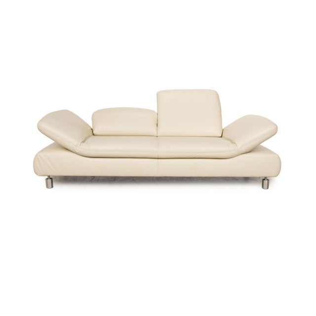 Animal Skin Rivoli Leather Two Seater Cream Sofa from Koinor For Sale - Image 7 of 16