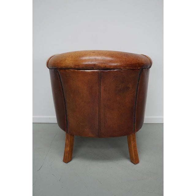 Animal Skin Vintage Dutch Cognac Leather Club Chair For Sale - Image 7 of 15