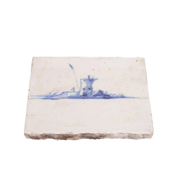 Pair of Delft Tiles of Fortified Towers in Cobalt, 1600’s For Sale In Chicago - Image 6 of 7