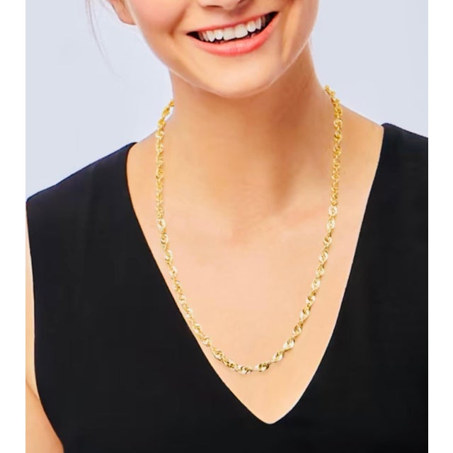 Modern 14 Karat Yellow Gold 20.5 Gm, Rope Chain Necklace For Sale - Image 3 of 8